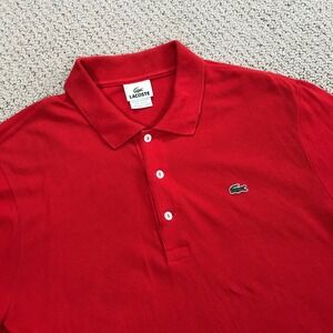 Lacoste Mens Classic Fit Pique Polo Shirt Red Short Sleeve Size 7 5191L